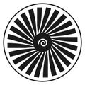 Rotating fan blades icon. Black jet engine impeller