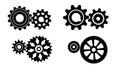 Rotating gears meshing in different sizes and shapes