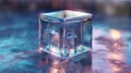 Rotating Glass Cube in Abstract 3D Animation Loop