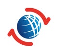 Rotating globe. The globe with parallels and meridians