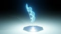 Rotating hologram dna helix projected by projector