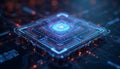 Rotating Hologram Of Quantum Encryption Module With Geometric Patterns For Digital Security Visualization