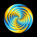 Rotating hypnotic circles with blue and yellow colors Royalty Free Stock Photo