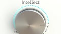 Rotating knob with intellect inscription. Conceptual 3D rendering