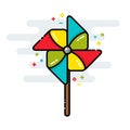 Rotating pinwheel toy colorful line isolated vector style