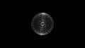 Rotating planet in the form of particles or molecules monochrome on black background. Cosmic phenomenon