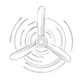 Rotating Propeller Illustration with Motion Blur Lines and Three Blades Royalty Free Stock Photo