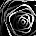 Rotating rounded corner squares. Abstract monochrome graphic. Royalty Free Stock Photo