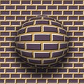 Rotating sphere of brickwork pattern on wall background. Vector optical illusion Royalty Free Stock Photo