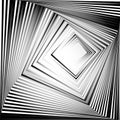 Rotating squares. Abstract geometric monochrome illustration. Sp