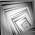 Rotating squares. Abstract geometric monochrome illustration. Sp Royalty Free Stock Photo