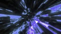 Rotating tunnel with bright spots. Motion. Colorful spots move in flow of rotating tunnel. Bright glowing spots flicker