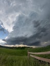 Rotating wall clouds of a South Dakota supercell thunderstorm Royalty Free Stock Photo