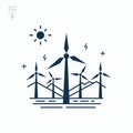 Rotating windmill icon. Wind eco energy contour symbol. Vector illustration