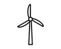 Rotating windmill linear icon. Thin line illustration. Wind eco energy contour symbol. Vector isolated outline drawing