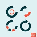 Rotation arrow set. Infographic round arrows. Vector illustration Royalty Free Stock Photo