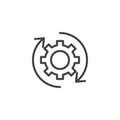 Rotation arrows and gear outline icon Royalty Free Stock Photo