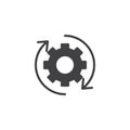 Rotation arrows and gear vector icon