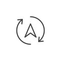 Rotation arrows and navigation cursor outline icon Royalty Free Stock Photo