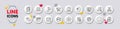 Rotation gesture, Hammer tool and Product development line icons. For web app, printing. White buttons 3d icons. Vector