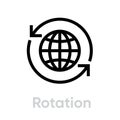 Rotation Globe icon. Editable Vector Stroke.