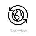 Rotation globe planet. Editable line vector. Simple isolated single sign.