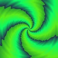 Rotation of green thorny propeller. Colorful air conditioning ventilator in quick movement.