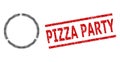 Grunge Pizza Party Seal Stamp and Halftone Dotted Rotation