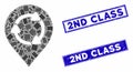 Rotation Map Marker Mosaic and Scratched Rectangle 2Nd Class Stamp Seals