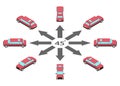 Rotation of pink limousine by 45 degrees.