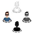 Rotation of player in the virtual reality icon in cartoon style isolated on white background. Virtual reality symbol