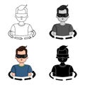 Rotation of player in the virtual reality icon in cartoon style on white background. Virtual reality symbol