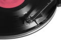 Rotation vinyl record with red label top view Royalty Free Stock Photo