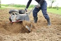 Rotavating the garden for potato Royalty Free Stock Photo