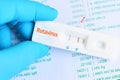 Rotavirus positive test result by using rapid test cassette Royalty Free Stock Photo