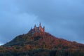 A red castle on the mountain