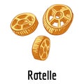 Rotelle icon, cartoon style