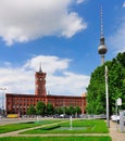 Rotes Rathaus and Fernsehturm, Berlin