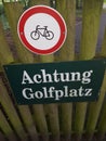 Rotes Verbotschild fÃÂ¼r FahrrÃÂ¤der verboten          Red prohibition sign for bicycles prohibited Royalty Free Stock Photo