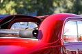ROTHENBACH, GERMANY - OCTOBER 10. 2018: Close up of red shiny Fiat 500 classic cabriolet car