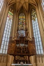ROTHENBURG, GERMANY - AUGUST 29, 2019: Altar of St. James's Church in Rothenburg ob der Tauber, Bavaria state, Germa Royalty Free Stock Photo