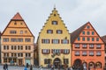 Colorful houses on Marketplatz in Rothenburg ob der Tauber in Germany