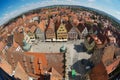 Aerial view of the town from the Town Hall Tower in Rothenburg Ob Der Tauber, Germany. Royalty Free Stock Photo