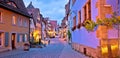 Rothenburg ob der Tauber. German street architecture of medieval German town of Rothenburg ob der Tauber evening panoramic view