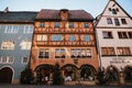 Rothenburg ob der Tauber, Germany, December 30, 2016: A street with shops and hotels during the Christmas holidays Royalty Free Stock Photo