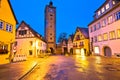 Rothenburg ob der Tauber. Hisoric tower gate of medieval German town of Rothenburg ob der Tauber evening view Royalty Free Stock Photo