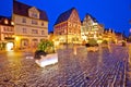 Rothenburg ob der Tauber. Main square or Marktplatz or Market square in Rothenburg ob der Tauber evening view