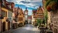 Rothenburg ob der Tauber by Nuremberg, Germany. Well preserved medieval german town