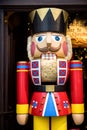 Rothenburg Ob Der Tauber. Wooden Christmas character near the entrance door of Kathe Wohlfahrt Christmas shop. Germany Royalty Free Stock Photo