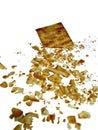 Cracker with Crumbs Scattered on Isolated White Background Royalty Free Stock Photo